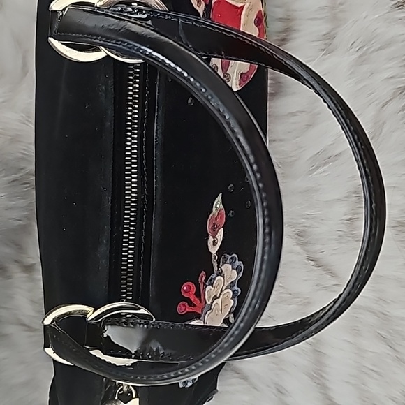 Moschino Mini Black and Floral Design Velvet Handbag - Picture 5 of 17
